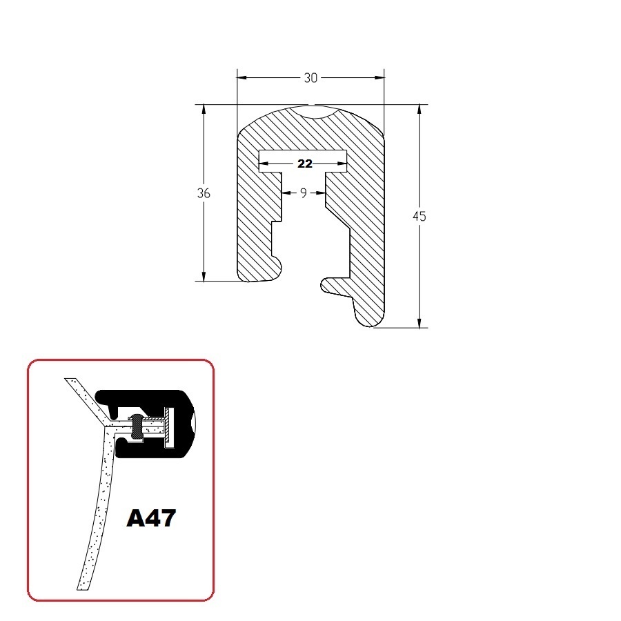Περιμετρικό Λάστιχο Προστασίας Σκάφους PVC με Νύχι A47