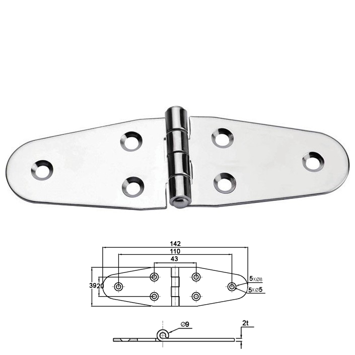 Osculati - Μεντεσές Inox (140 x 40mm)