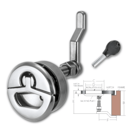 Marine Town - Κλειδαριά Στρογγυλή Αντικραδασμική Inox Ø53mm με Κλειδί