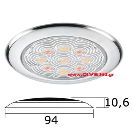 Osculati - Πλαφονιέρα Inox Bright Slim LED Λευκό-Κόκκινο