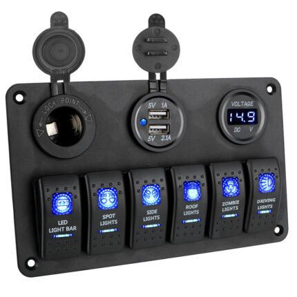 Dive360 - Πίνακας Στεγανός 6 Θέσεων 12/24V με Θύρες Φόρτισης & Βολτόμετρο